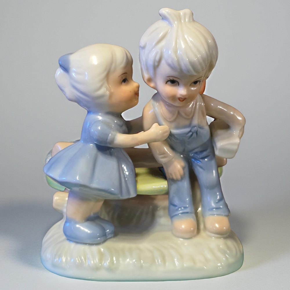 Boy & Girl Kissing at the Fence - Korea Vintage 3 1/2 x 4 1/2 - Like New